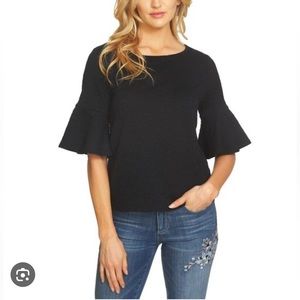 Cece Paisley Jacquard Bell Sleeve top